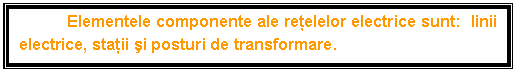 Text Box: Elementele componente ale reelelor electrice sunt: linii electrice, staii i posturi de transformare.